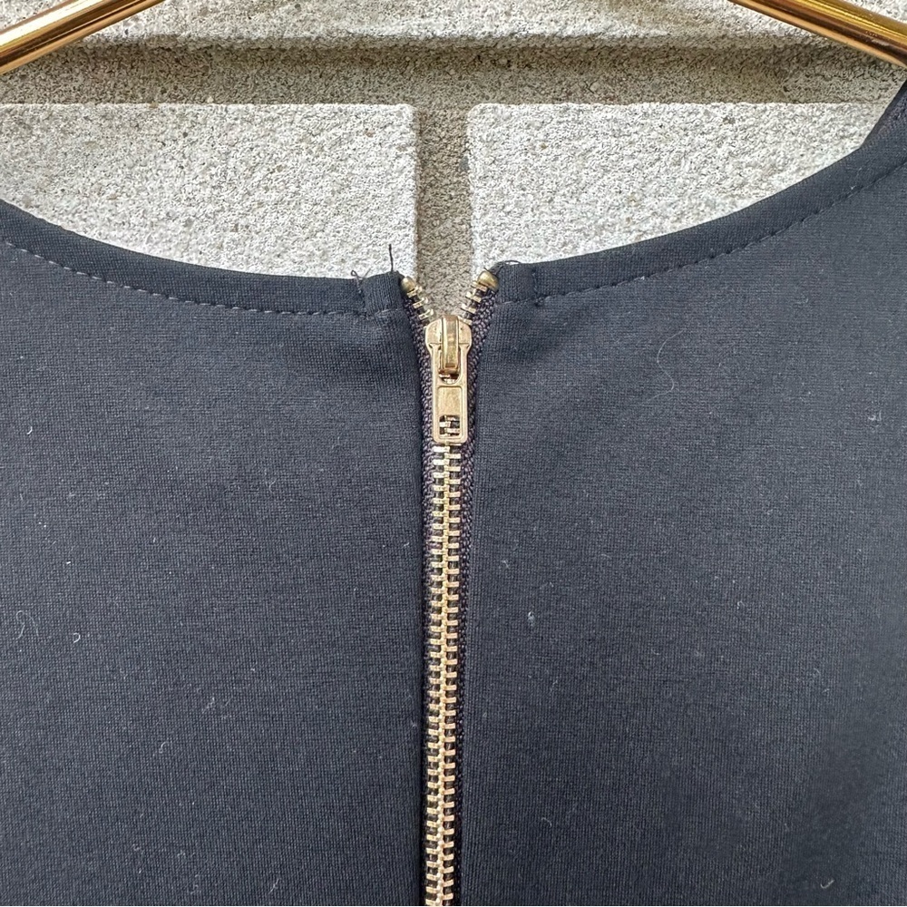 Lulus Black Bodycon Dress V Neck Sleeveless Gold Zip Pencil Cocktail XS - Picture 11 of 16